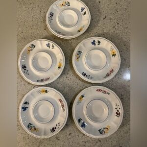 Vintage Kensington Staffordshire Ironstone Egg Plates Set of 5 Floral England